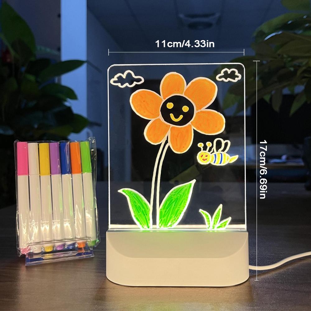 

Светодиодная доска для сообщений, ночник, акриловый маркер, доска для сообщений с 7-цветной ручкой для детей, доска для рисования, рождественский подарок