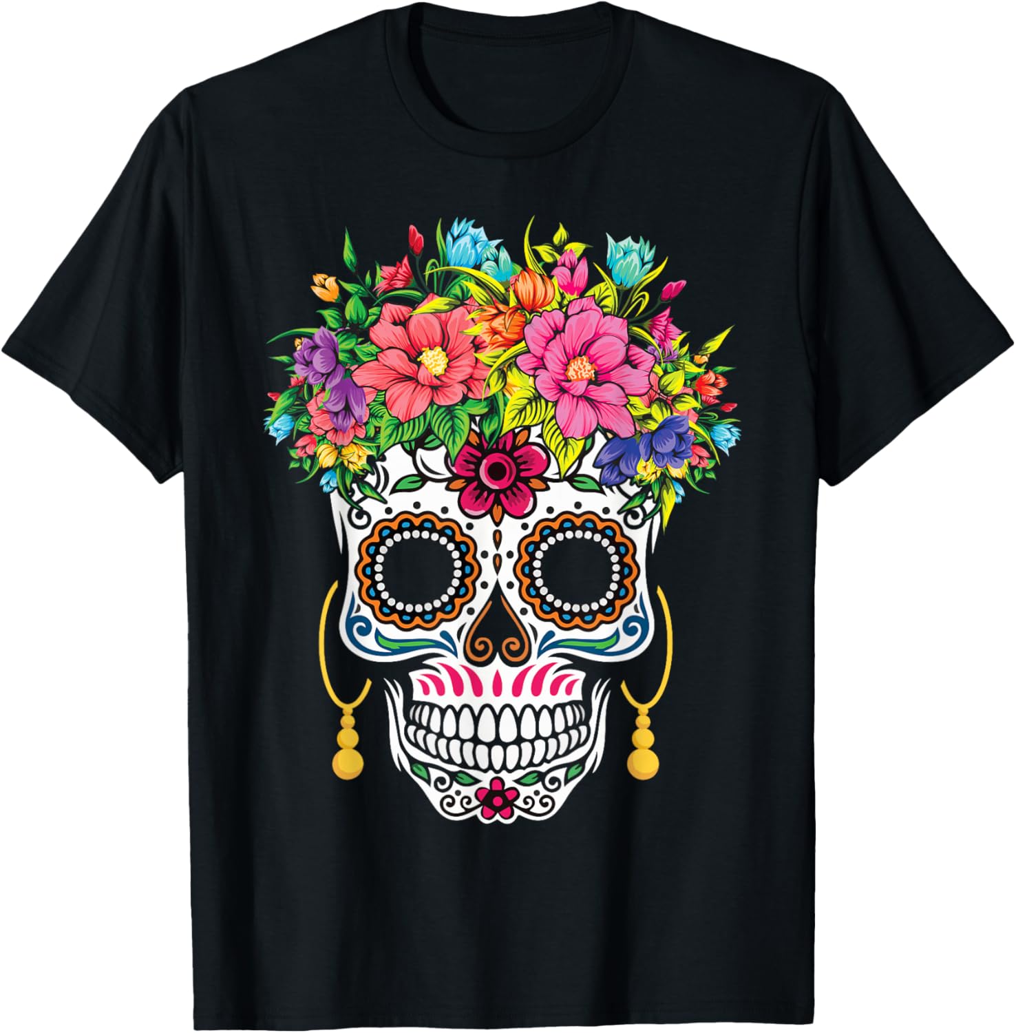Dia De Los Muertos Day of The Dead Sugar Skull Halloween T-Shirt XXXL