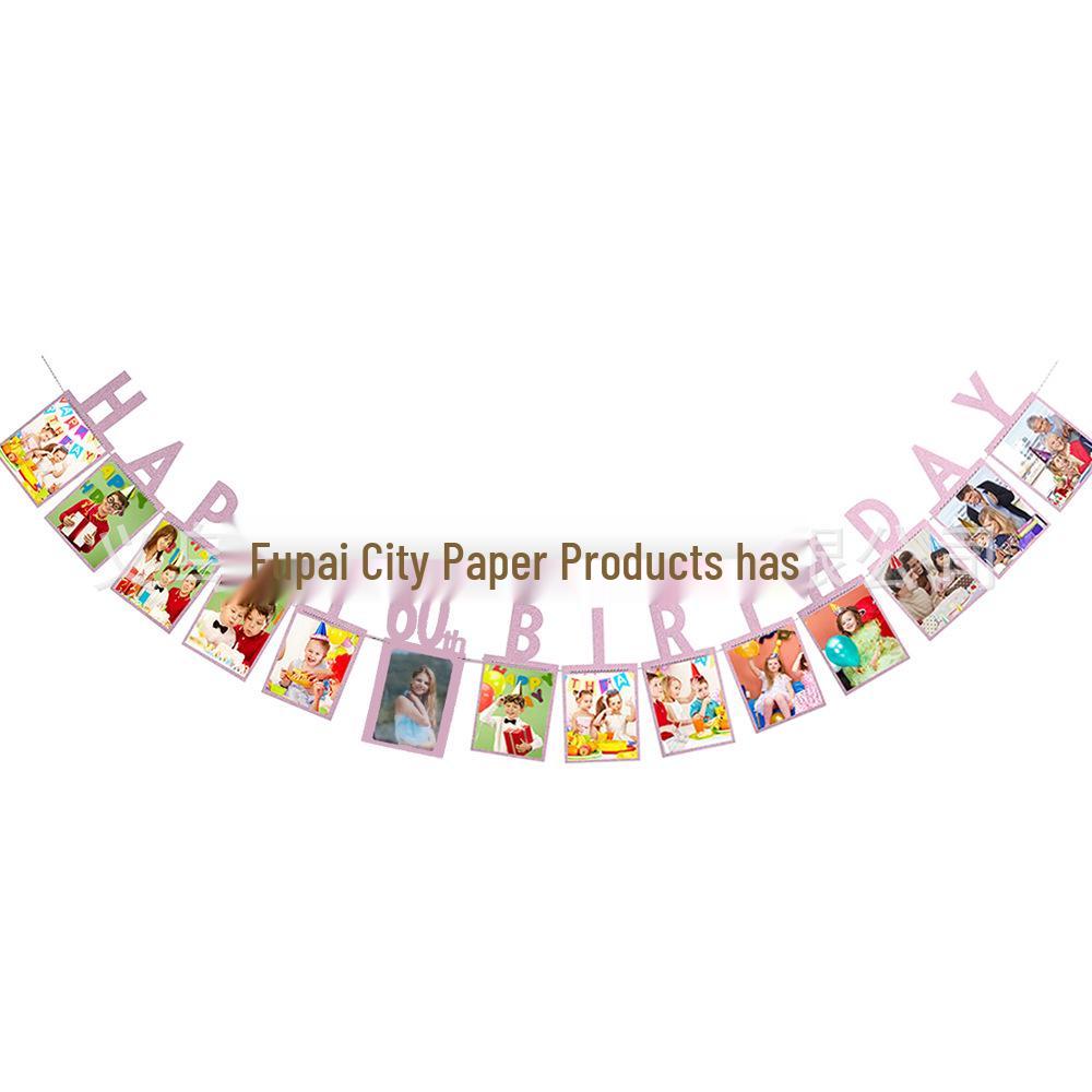 Rose Gold Glitter 1st Birthday Backdrop & Photo Garland