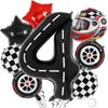 8Pcs Motor Helmet Balloon Wheel Tire Racing Balloons Birthday Decor Boys Race Car Dirt Bike Motorcross Hot Wheel Party Supplies