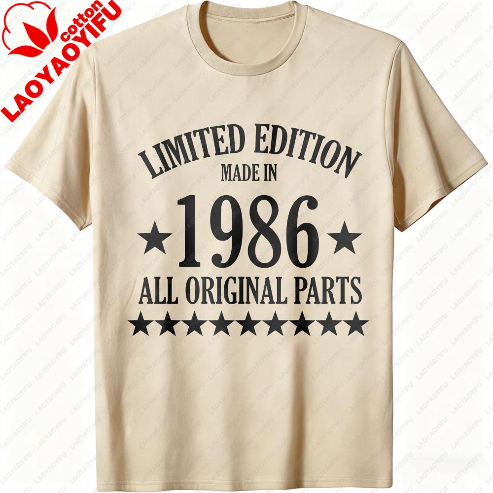 Limited Edition Made in 1986 All Original Parts Funny TShirt Vintage Style Casual Unisexs Shirt Birthday Gift for Father Clothing