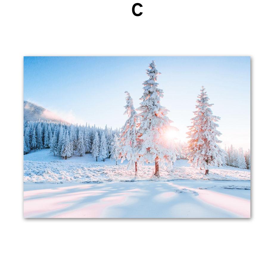 Winter Snow Tree Forest Hill Bridge Butterfly Nordic Posters And Prints Wall Art Canvas Painting Modern Pictures For Living Room