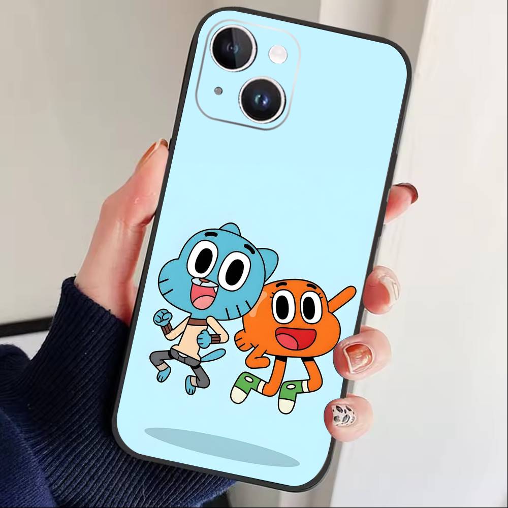 S-Gumball and Darwin Phone Case For iPhone17,16,15,14,13,12 Plus,Max Soft Silicone Black Cover