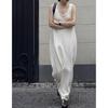 Big U-neck sleeveless vest knitted dress women's long minimalist high-end loose and thin seaside vacation dress