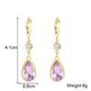 Long Water Drop Pendant Earring for Women Geometric Baroque Palace Style Purple Crystal Exaggerated Vacation Party