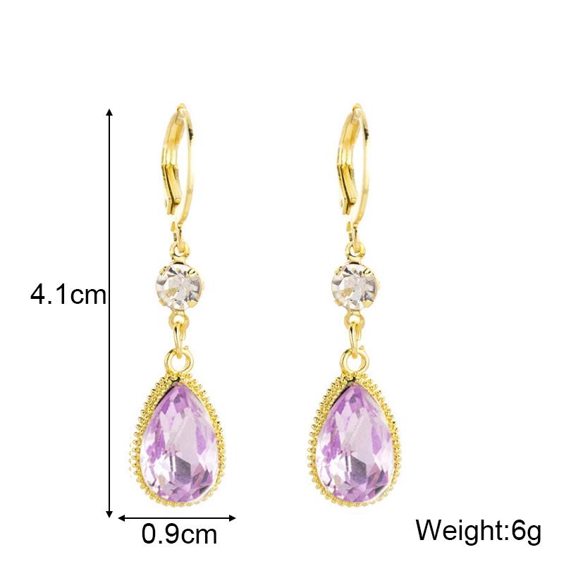 Long Water Drop Pendant Earring for Women Geometric Baroque Palace Style Purple Crystal Exaggerated Vacation Party