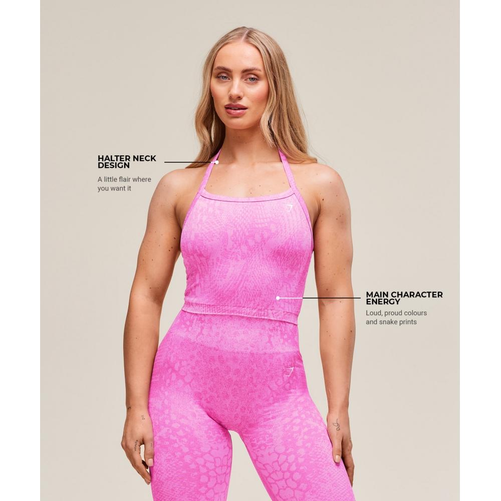 Gymshark Adapt X Whitney Animal Seamless Midi Tank Sour Pink Vibrant Pink B3b8w Kc0p
