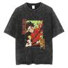 Anime Demon Slayer Rengoku Kyoujurou Print T Shirt Men Women Washed Cotton Tshirts Manga Tee Harajuku Male Casual Loose T-shirt