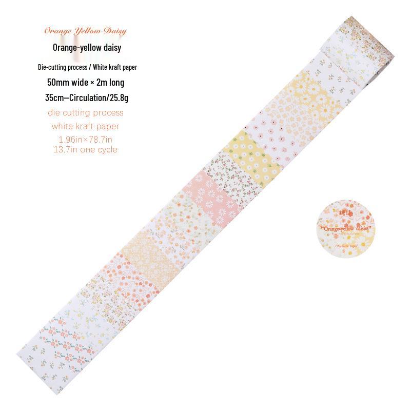 Sugar Poem Floral Die-Cut Tape - Light Retro Patterns for Journals & DIY Collage