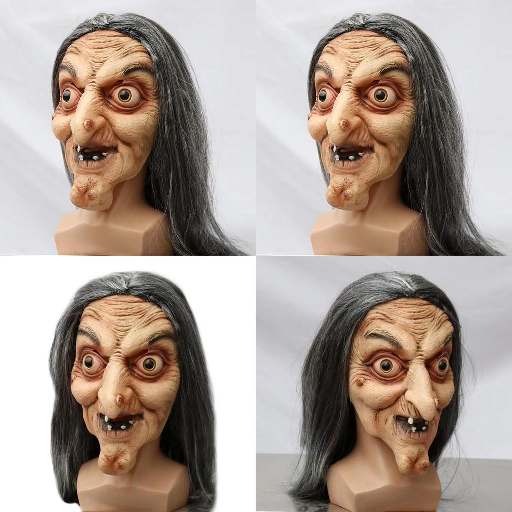 Halloweenowa Maska Wiedźmy Lateksowa Straszna Twarz Kostium Na Imprezę Dekoracja