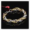 Mens Punk Style 10mm Stainless Steel Twisted Rope Bracelet With 18K Gold Plated Accents Geometric Design