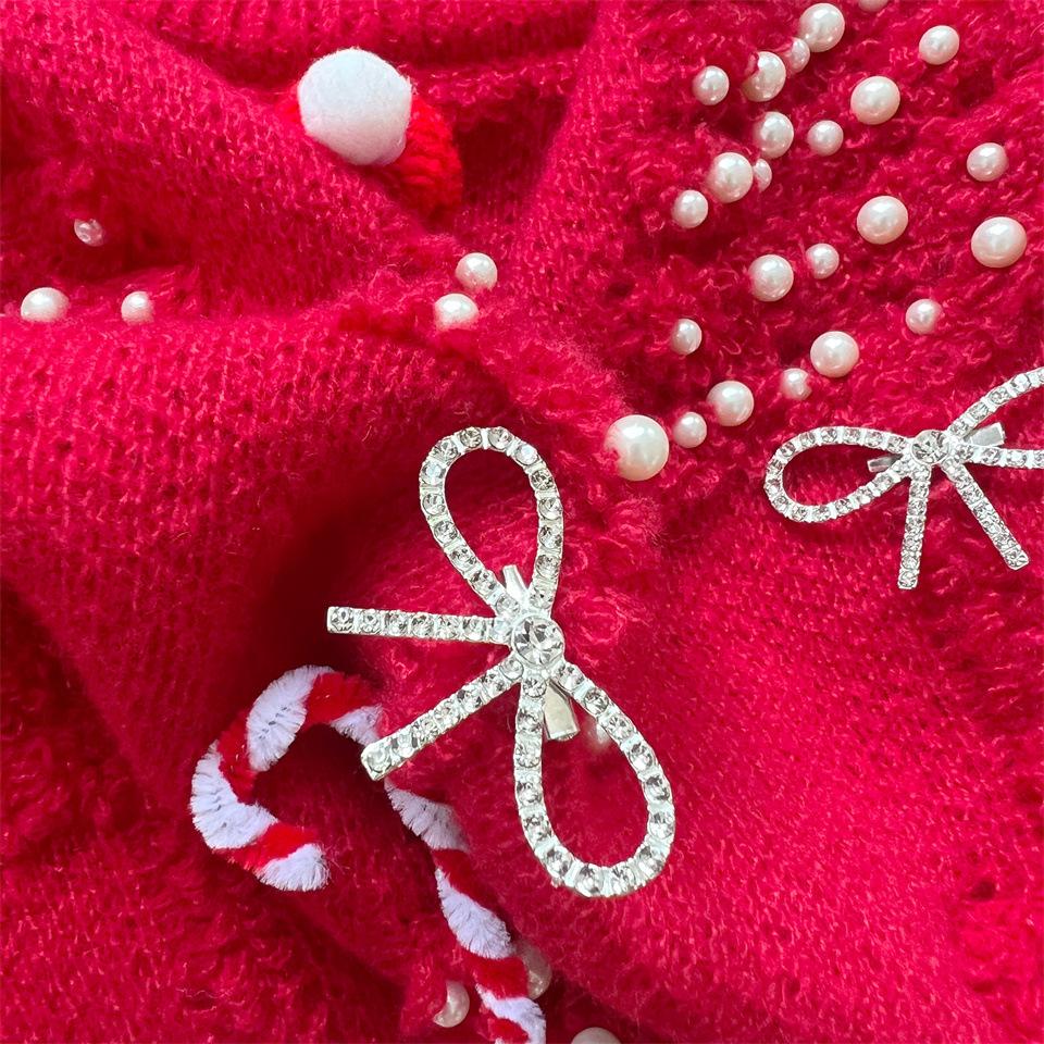 Handmade pearl Christmas theme sweater 3D decoration New Year holiday sweater pullover for women 3515 EMA