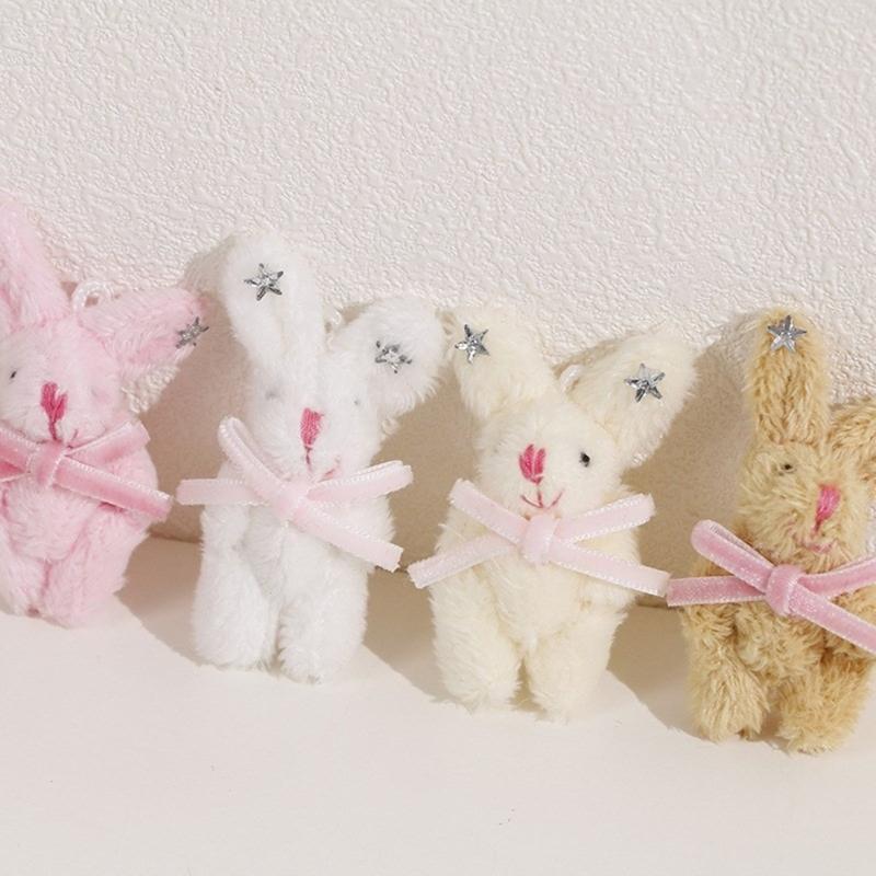 Adorable Rabbit Doll Pendant Accessory Star and Love Heart Pattern Pendant Charm Ornament Perfect for Keychains and Bags