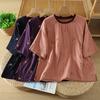 DIMANAF 2026 Plus Size Summer Women Blouse Shirts Tunic Lady Tops Oversize Loose Casual Cotton Linen Embroidery Floral