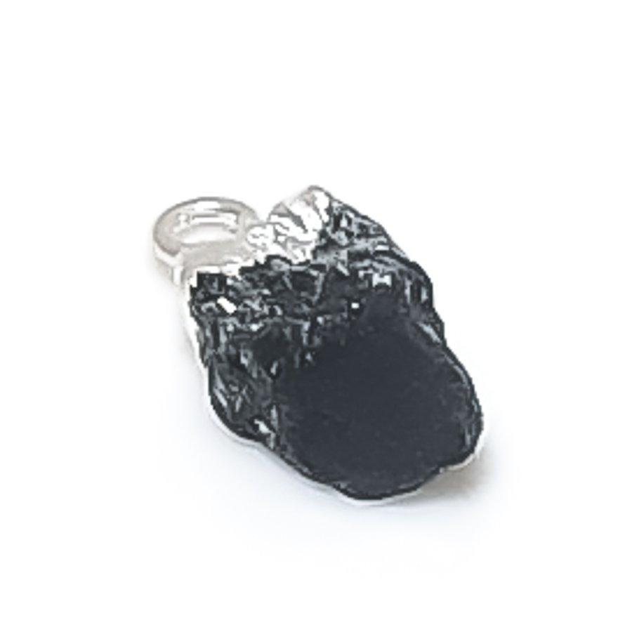 Natural Black Tourmaline Rough 925 Sterling Silver Jewelry Pendant 0.59" O4P61