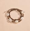 2-piece Bohemian style shell woven wooden beaded women's anklet set