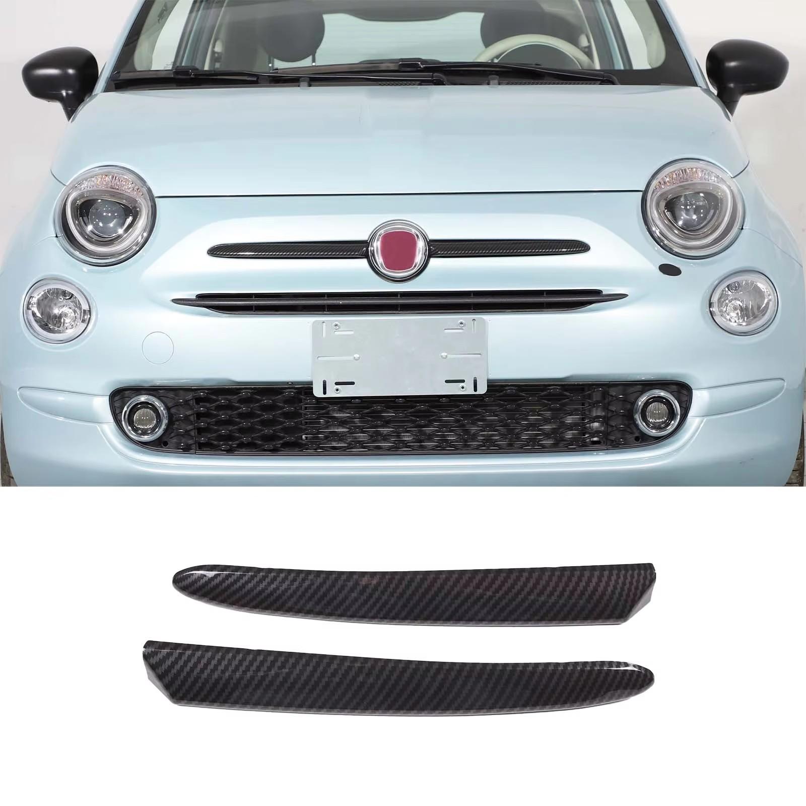 ABS Carbon Fiber/Black For Fiat 500 2010- Car Tailgate Handle Decorative Strip Sticker Car Accessories style B-Carbon Fiber