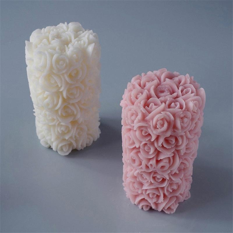 

3D цветок розы цилиндр силиконовые Diy формы для мыла и свечей ремесла украшения плесень