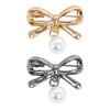 Brooch Pin Pin, Bow Shape Alloy Lapel with Imitation Pearl, Everyday Wear Electroplating Anti-Oxidation Badge for Coats Shirts Bags Daily Accessories