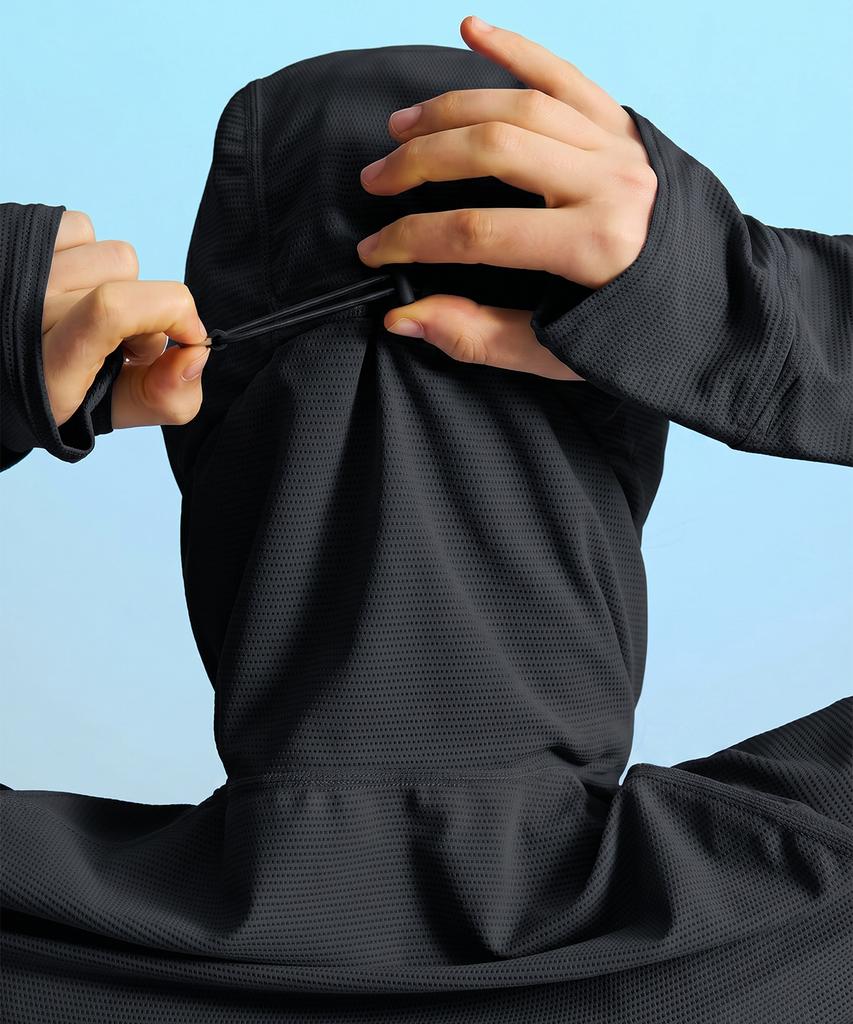 Leijibi [Set] Techflow Performance Hooded Zip-Up Rash Guard + Swim Shorts Set M Black