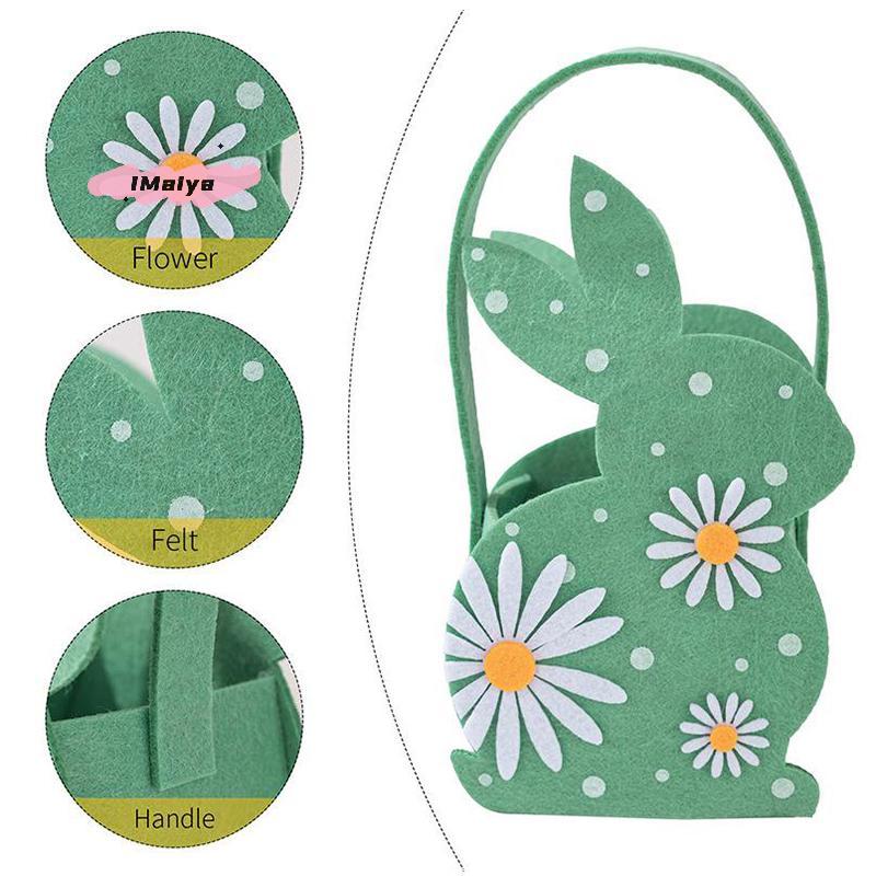 M-Candy Tote Bag Soft Felt Storage Basket Easter Gift Bag 3d Bunny Bag For Gifting Egg Hunt Easter Party