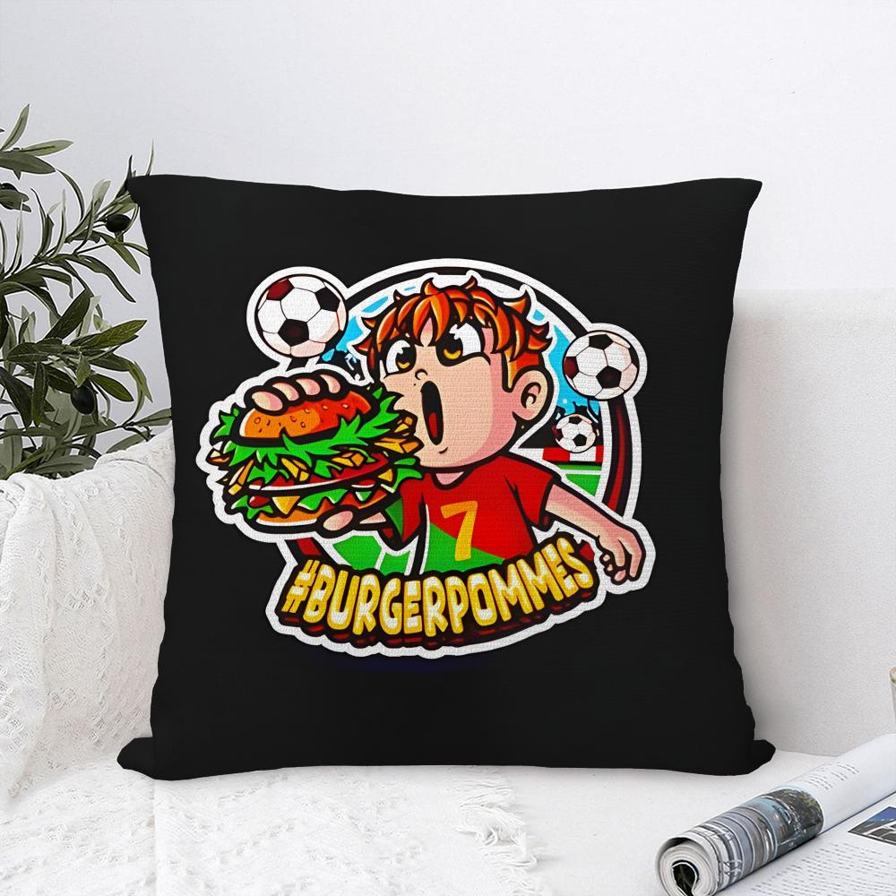 Burgerpommes I-ICrimax Cartoon Pillow Case Sofa Home Double-sided Printing Short Plush Cushion Cover Throw Pillow Cover Gifts