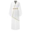 Womens Greek Costume Roman Queen Princess Ancient Toga Gown V Neck Long Sleeve Contrast Fancy Dress