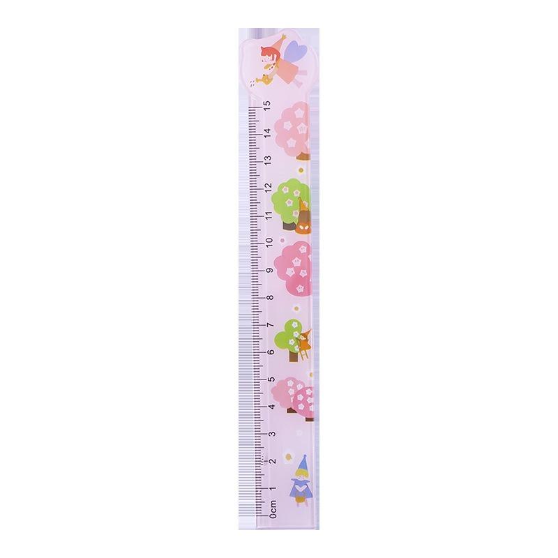 Cute Transparent 15cm Plastic Straight Ruler For Students Kids Stationery Gift