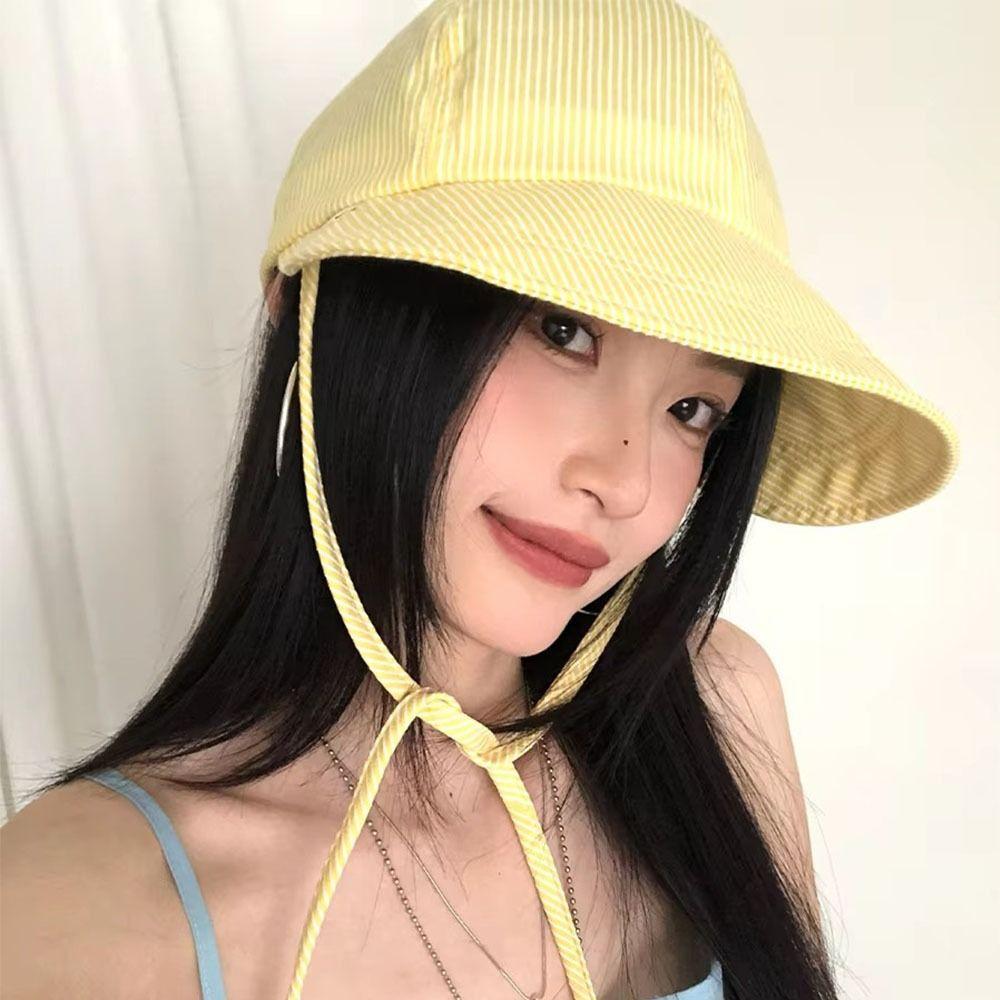 Y2k Sun Protection Hats Quick-drying Fisherman's Caps Fashion Striped Hat  For Women