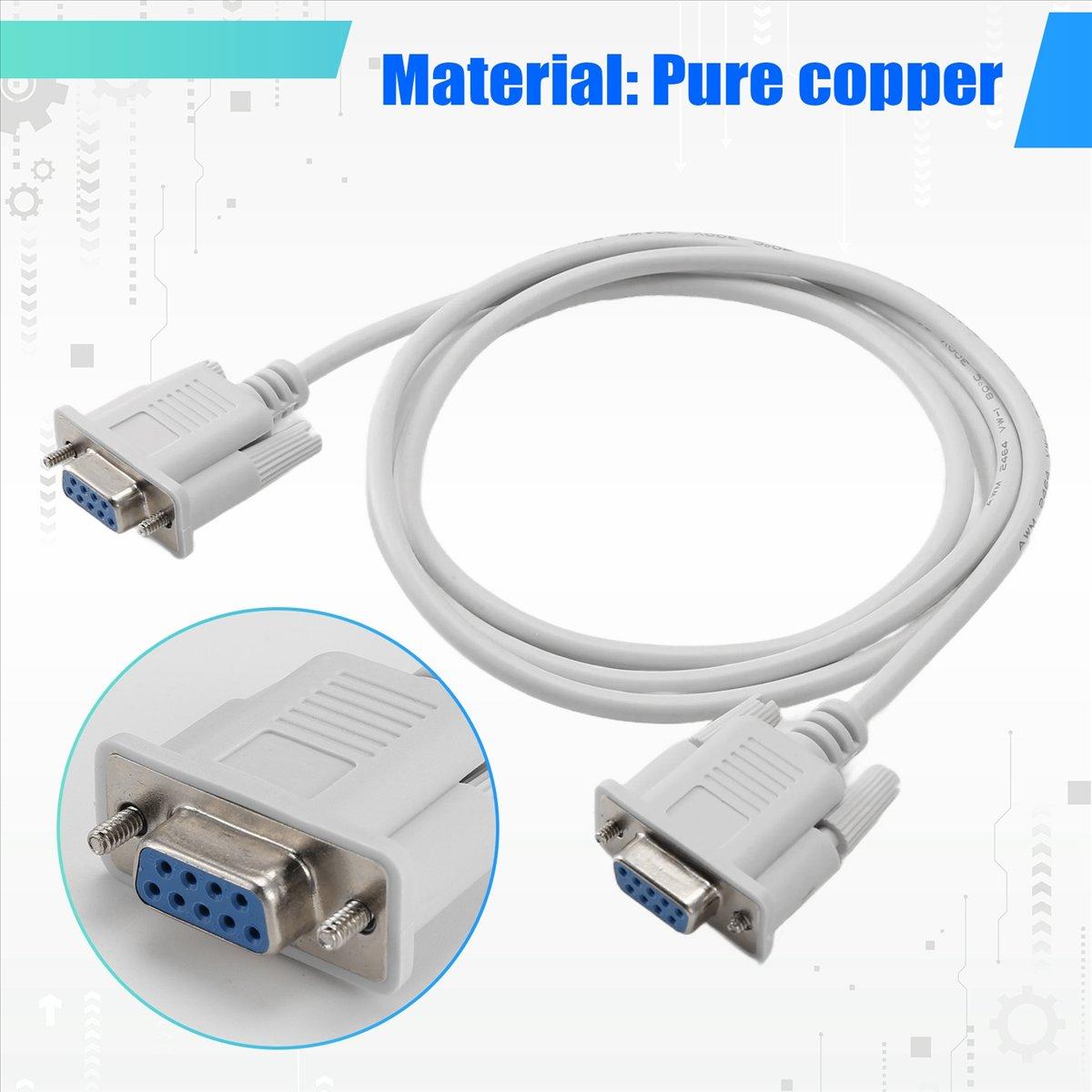 

1PC 5ft F / F Serial RS232 Null Modem Cable Female to Female DB9 FTA Connection 9 Pin Data COM Cable Converter PC Accessory China Mainland