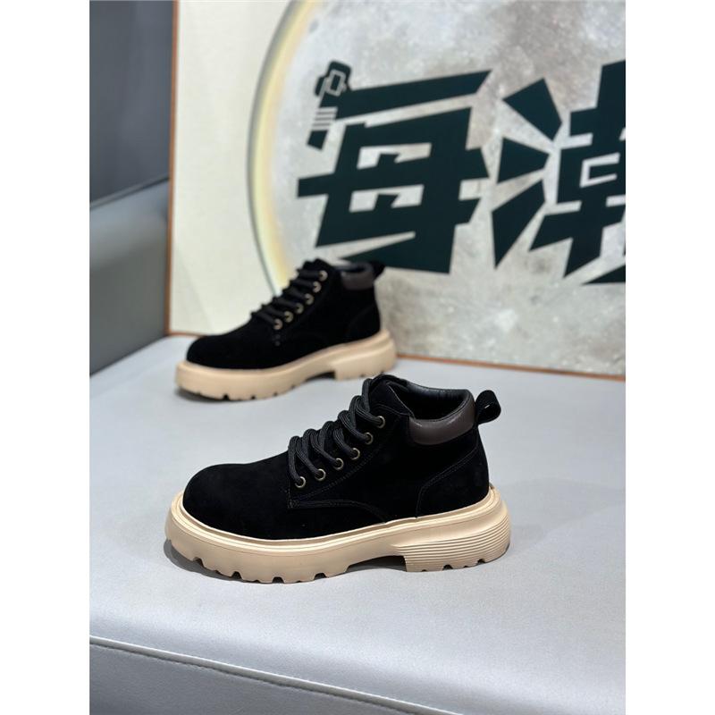 Autumn new high-top leather surface light and comfortable casual soft-soled lace-up shoes