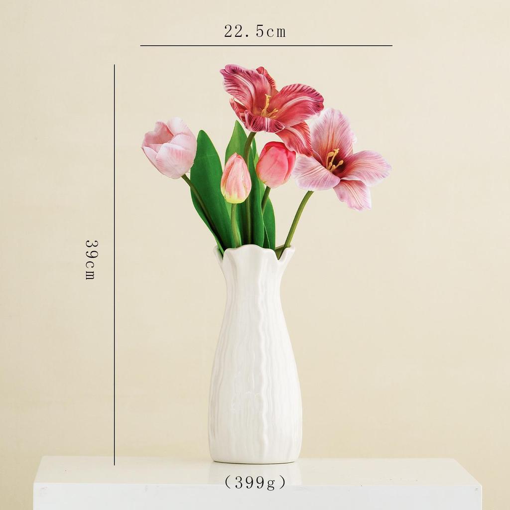 Vaso di Lusso in Ceramica Bianca Nordica per Fiori Secchi e Freschi, Ornamento Decorativo Creativo per Scrivania del Soggiorno.
