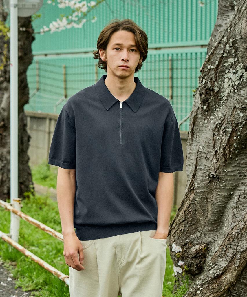 MINIMALPROJECT Linen-Like Cool Dry Half Zip Collared Short Sleeve Knit Mnt112 / 7 Colors
