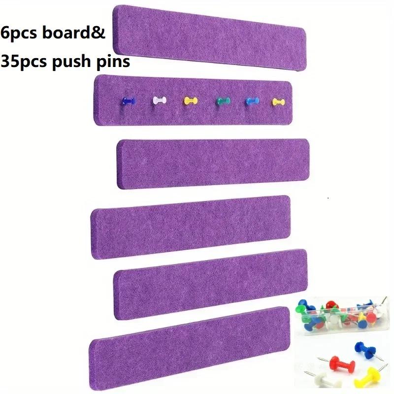 6PCS+35pins Frameless Cork Bulletin Board Strips for Home Refrigerator Office Decoration Message Board Cork Board Wall Stickers