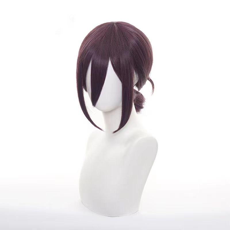 Anime Cosplay Wig, Reze Purple Low Bun Short Hair High-Temperature Fiber Synthetic Hairpiece