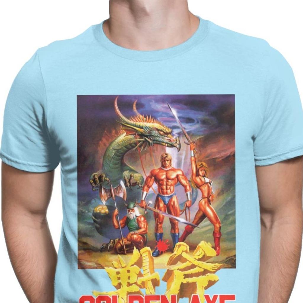 Golden Axe Streets Of Rage T-Shirt für Herren Reines Baumwoll-Vintage-T-Shirt Retro Axel Blaze Kampfspiel-T-Shirts