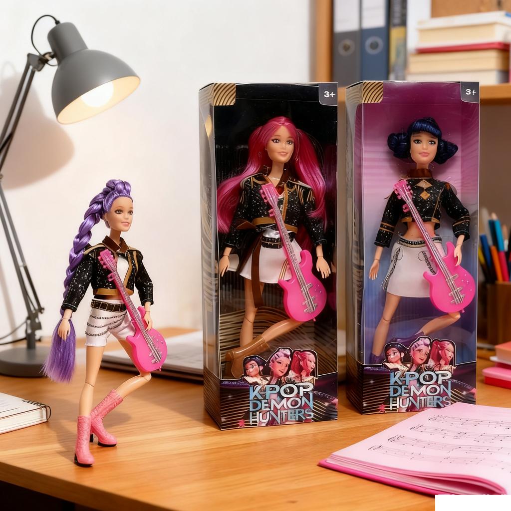 New Launch! Kpop Demon Hunters 4-Style Figure Set + "Colorful Lights" – Cute Birthday Gift for Kids & Fans