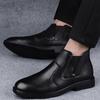 Senior Herre Casual Business Chelsea Støvler Håndlagde Ekte Skinn Mote Britisk Stil Vinter Pluss Fløyel Sosiale Ankelstøvletter Herre