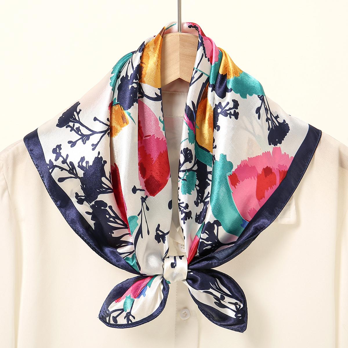 

60*60Cm Luxury Square Scarf Fashion Beach Women Head Silk Wrap Spring Summer Shawl Ladies Foulard Bandanna Muffler Hijab One Size