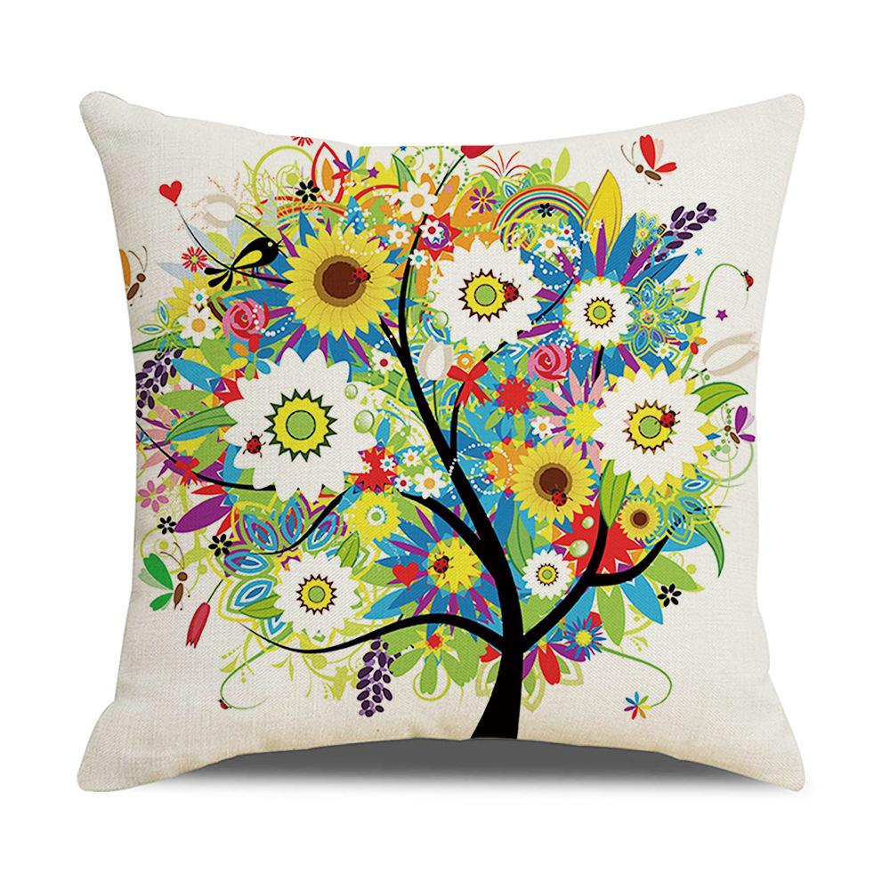 New Household Products Oil Painting Love Tree Linen Pillowcase Gift Sofa Bedroom Cushion Waist Pillowcase