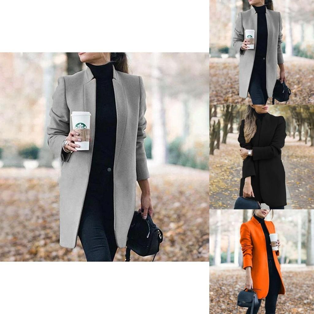 Overcoat Fashion Womens Trench Coat Ladies Solid Color Winter Warm Long Jacket