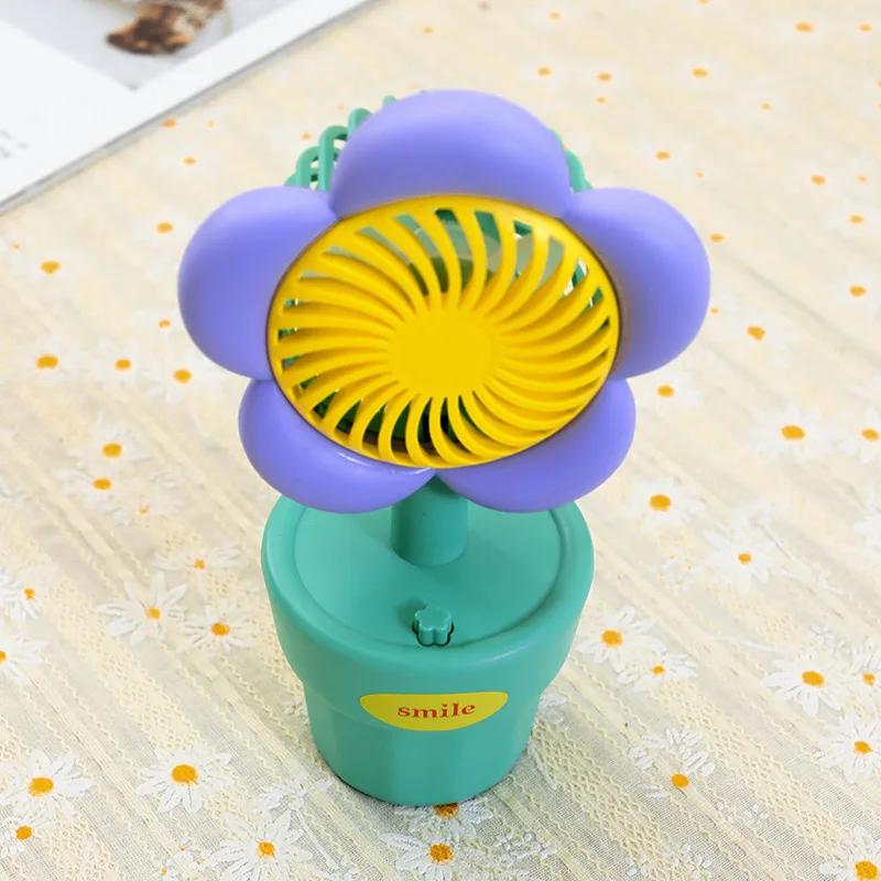 Summer New Handheld Mini Fan Portable USB Charging Convenient Creative Small Flower Fans Desktop To Store Handheld Fan