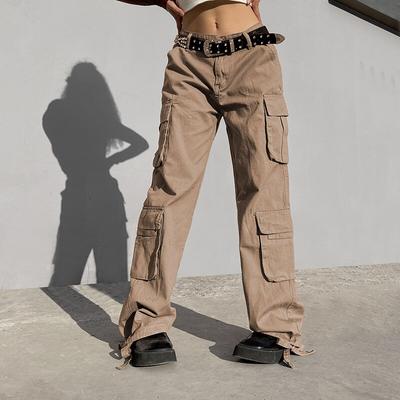 Streetwear Casual Wide Leg Jeans Pants Women High Waist Loose Vintage Cargo Jeans Woman Pockets Straight Baggy Trousers 28725