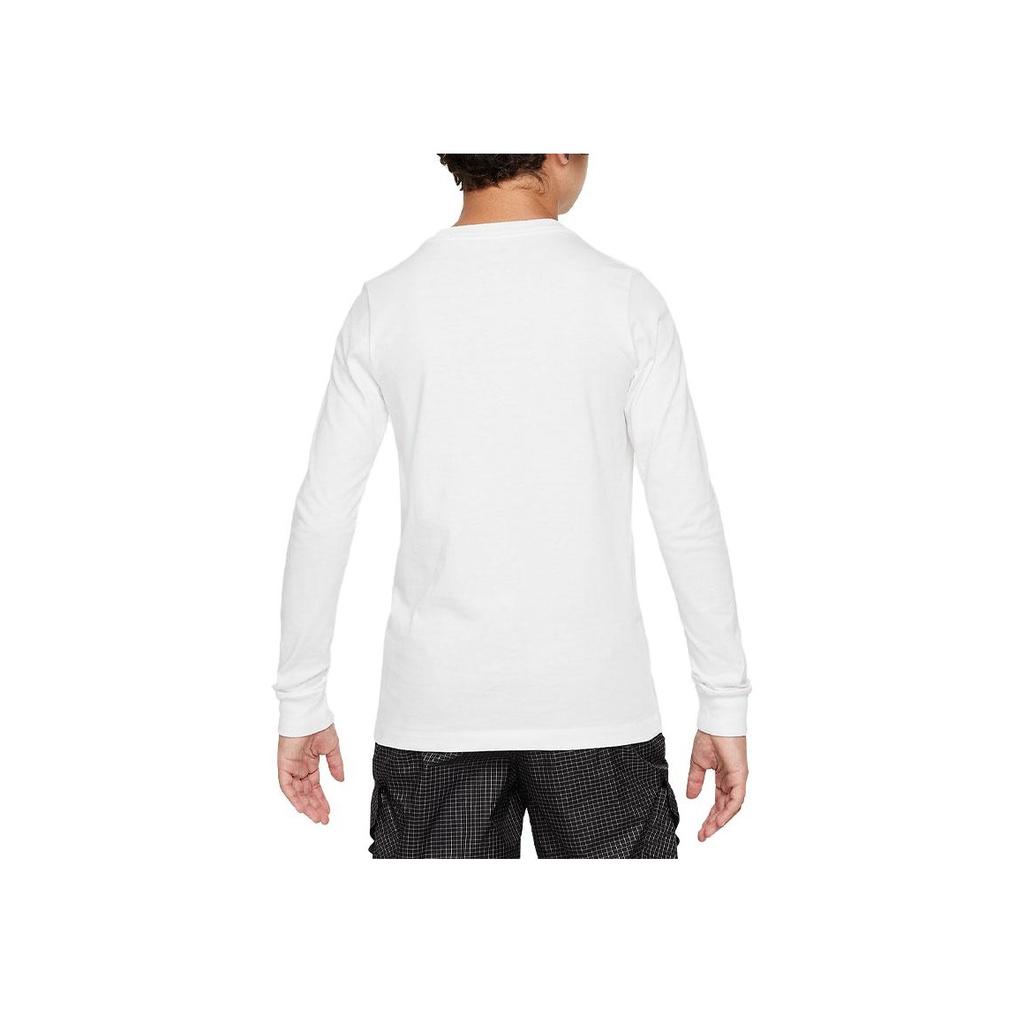 Nike Letter Print Casual Long Sleeve T-Shirt Kids Tops White FD3990-100