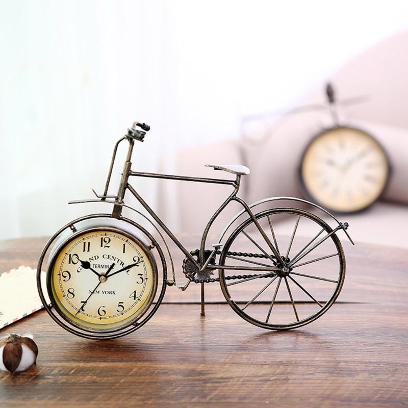 Antique Bicycle Alarm Clock Arabi Numeral Desk Clock Vintage Table Clock Home Office Bedroom Dormitory Decoration