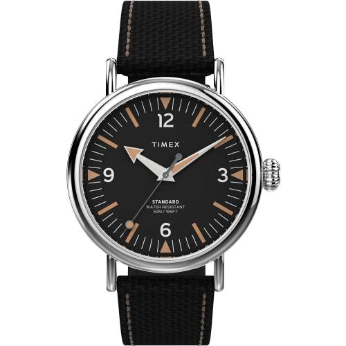 

Чоловічий аналоговий годинник Timex Standard з 3 стрілками, 40 мм | Підсвічування INDIGLO та люмінесцентні стрілки | Регульований міцний ремінець | Водостійкість 50 м, Чорний/Сріблястий До