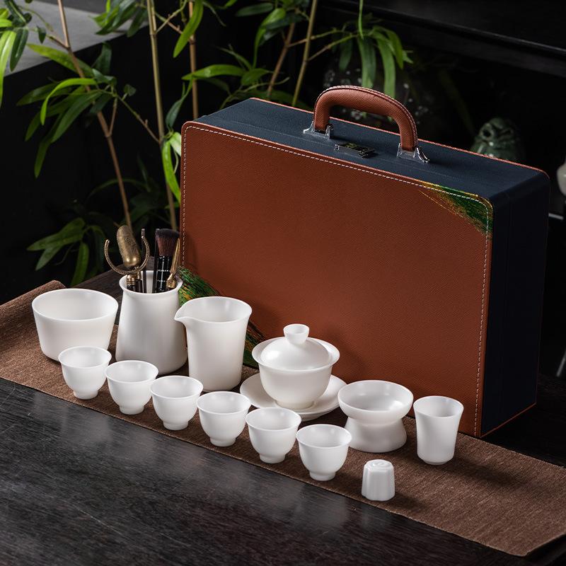 High-end Ice-based Vegetarian Jade Porcelain Handmade Teapot Light Luxury Business Gift-giving Dehua White Porcelain Unglazed Tea Maker