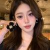 2025 Black Velvet Flower Earrings for Women: High-End Autumn/Winter Style Ear Clips