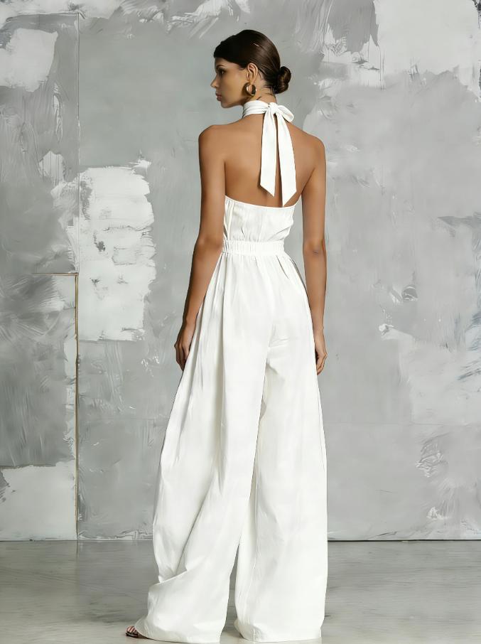 Elegant Backless Halter Sleeveless Wide-Leg Women's Jumpsuit - Summer 2026 Collection, Europe