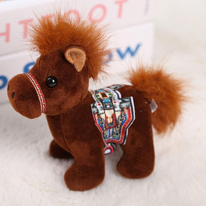 10cm Roztomilý Mini Přívěsek Kůň Klíčenka Plyšová Hračka Kawaii Zvíře Simulace Vycpaná Panenka Dekorace na Tašku Děti Znamení Zvěrokruhu Kůň Dárky